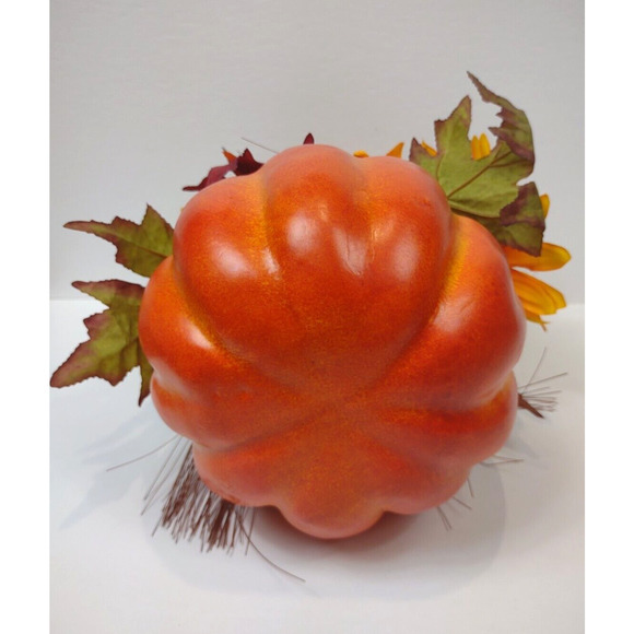 Fall Harvest Pumpkin Floral Thanksgiving Autumn Table Centerpiece Decor w Lid! - Picture 5 of 8